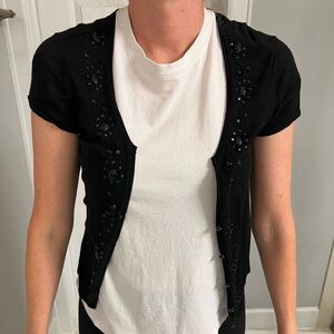 Short sleeve embellished cardigan